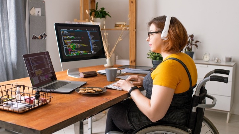 woman working from home