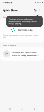 Samsung Galaxy One UI 5.1.1 Quick Share screenshot