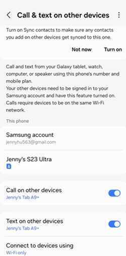 Samsung Galaxy One UI 6.1 Call and Text screenshot