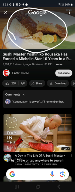Samsung Galaxy Android OS 15 Circle to Search screenshot