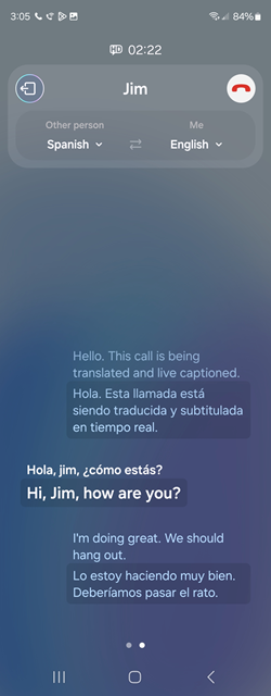 Samsung Galaxy Live Translate screenshot