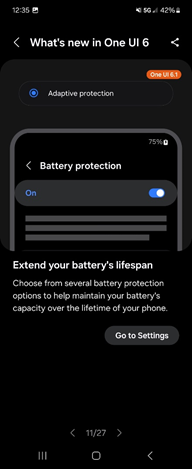 Samsung Galaxy One UI 6.1 Battery Protection screenshot