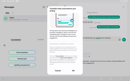 Samsung Galaxy Tab One UI 6.1 Chat Assist screenshot
