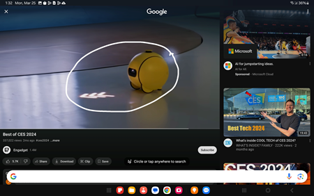 Samsung Galaxy Tab Circle to Search screenshot