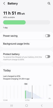 OS 14 and One UI 6 Battery and Care screenshot