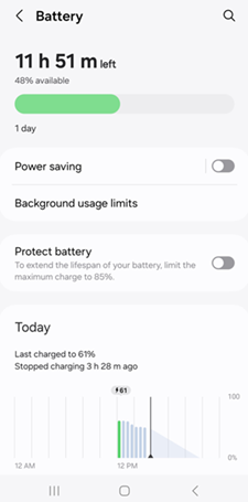 Samsung Galaxy OS 14 Battery and Device Care screenshot