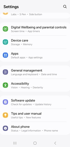 OS 14 and One UI 6 Battery and Care screenshot