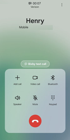 OS 14 and One UI 6 Bixby Text Call screenshot