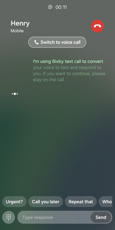 OS 14 and One UI 6 Bixby Text Call screenshot