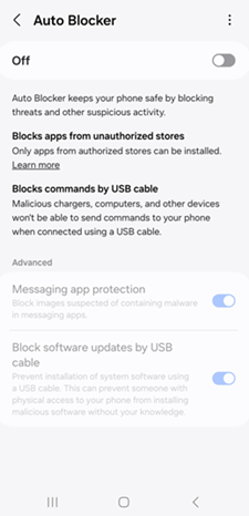 OS 14 and One UI 6 Auto Blocker screenshot