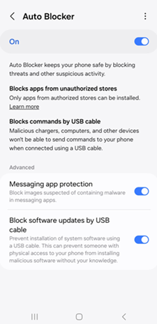 OS 14 and One UI 6 Auto Blocker screenshot