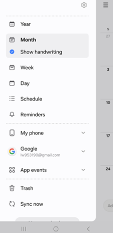 Samsung Galaxy OS 14 Calendar screenshot