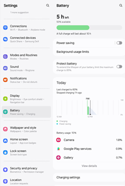 Samsung Galaxy Tab OS 14 and One UI 6.0 Battery and Device Care screenshot