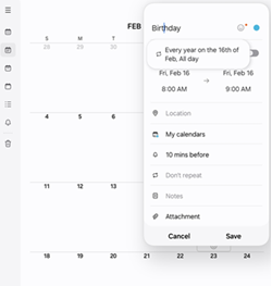 Samsung Galaxy Tab OS 14 and One UI 6.0 Calendar screenshot