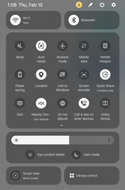 Samsung Galaxy OS 14 Quick Panel screenshot