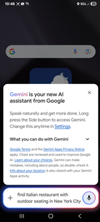 Samsung Galaxy OS 15 Google Gemini screenshot
