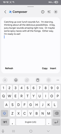 Samsung Galaxy OS 15 Writing Assist screenshot