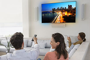 Family seeing the TV