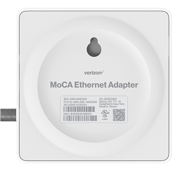Vista inferior del adaptador de Ethernet MOCA