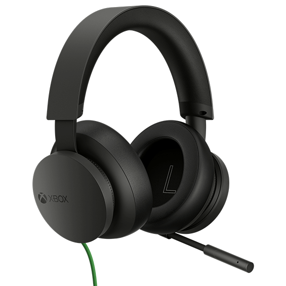 Foto del ángulo frontal de los audífonos estéreo con micrófono para Xbox