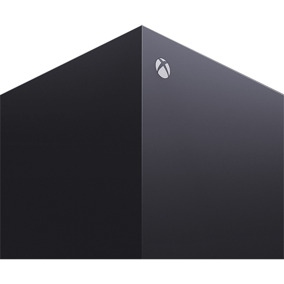 Foto en ángulo frontal de la consola Xbox Series X
