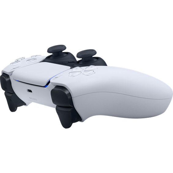 Top angle product view of the white Sony DualSense Wireless Controller for PlayStation 5.
