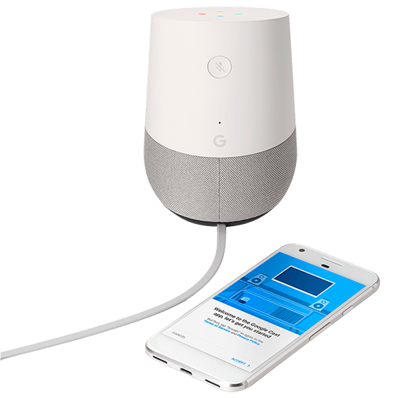 Google Home view with mobile phone