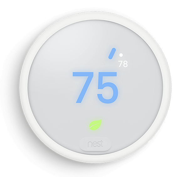 Front view of Nest Thermostat E showing air condition cycle