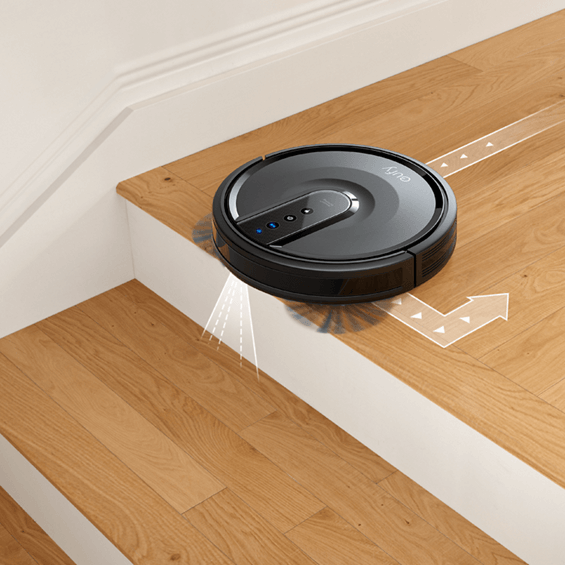 View of Anker Eufy RoboVac 35C navigating edge of stairs