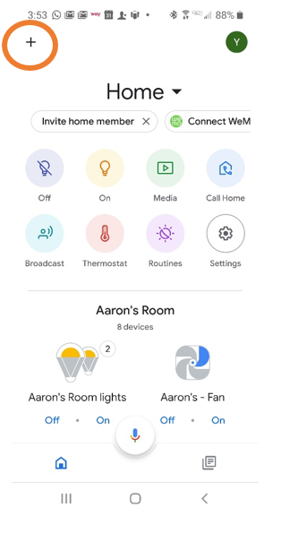 Google App Home Screen