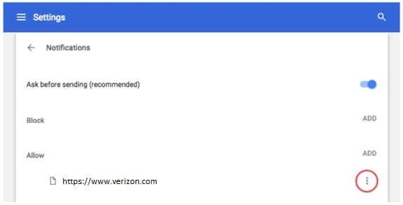 pantalla de configuración de chrome