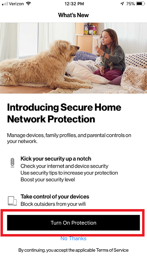 My Fios App - Activa Home Network Protection