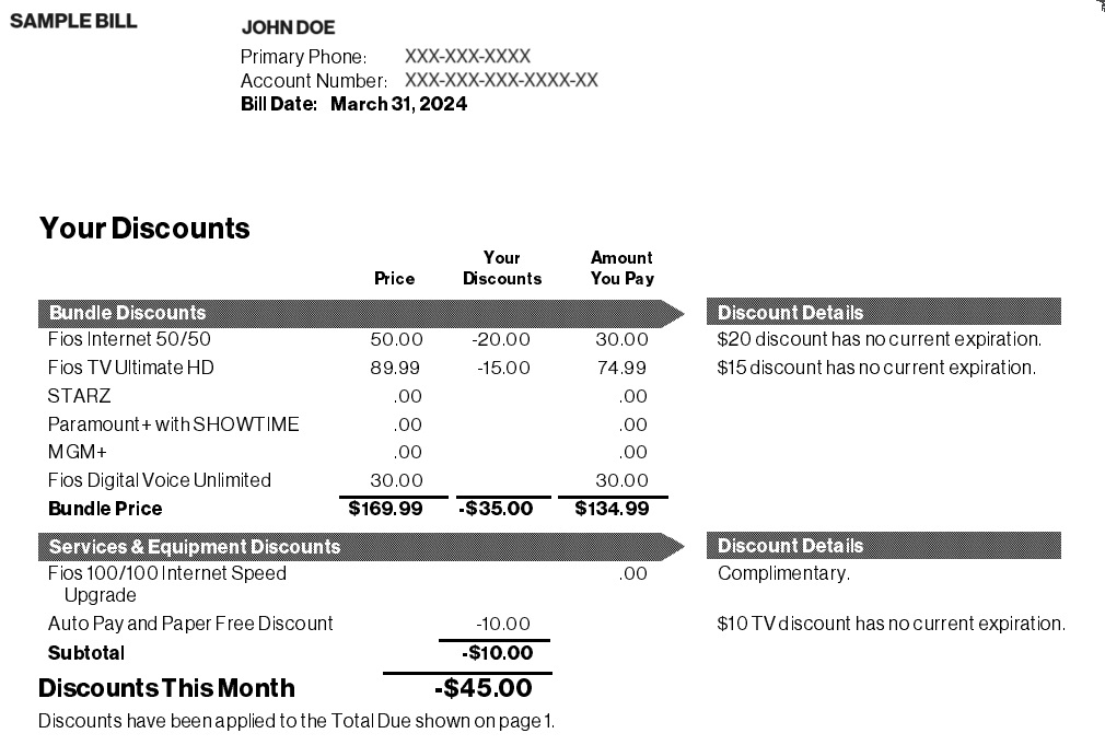 Fios TV & Phone Bill Overview Verizon Billing & Account