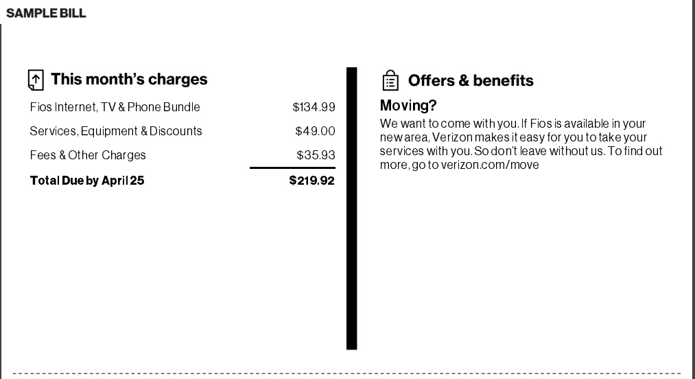 Fios TV & Phone Bill Overview Verizon Billing & Account