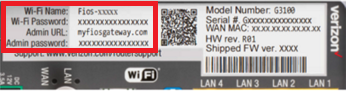 Rear label showing location of device password