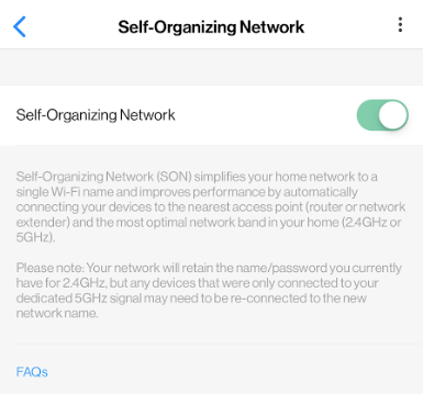 Slide button left to turn of Self Organizing Network